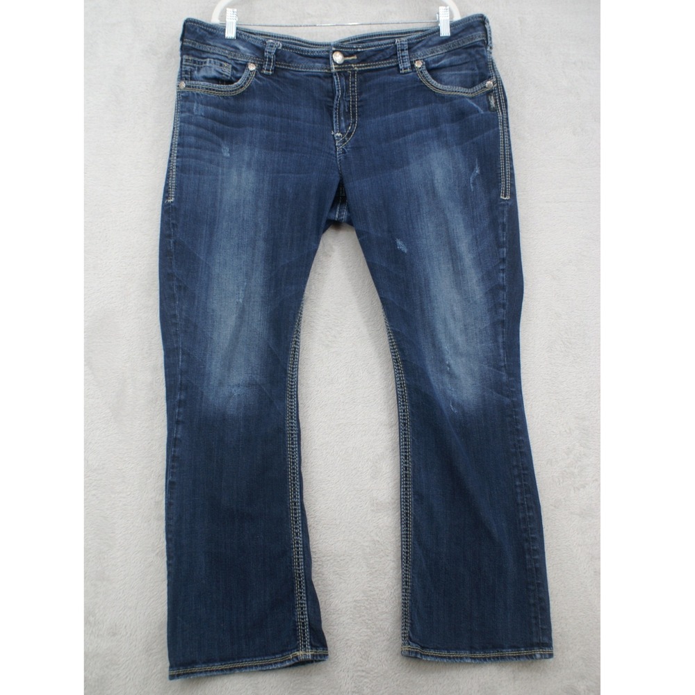 Silver Jeans Co W Size 20 L32 Bootcut Blue Denim Jeans Medium Wash Flap Pocket